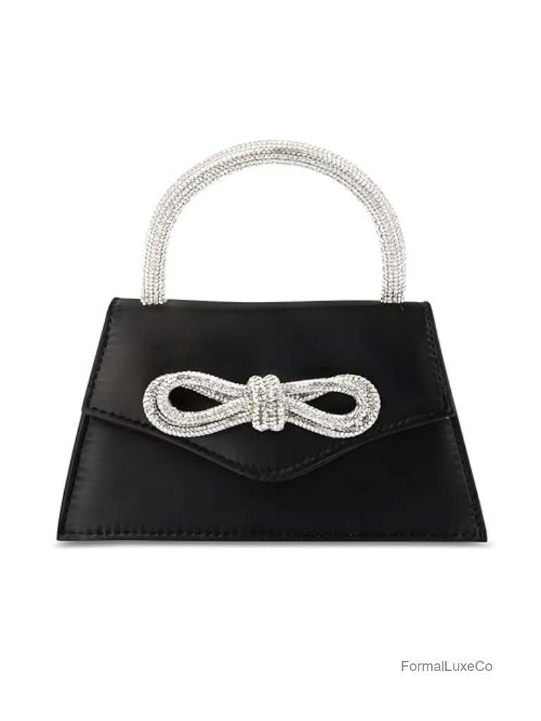 Rhinestone Bow Satin Evening Clutch Purse Shoulder Crossbody Bag For Party Prom